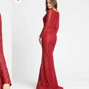 Mac Duggal Red Long Sleeve Dress